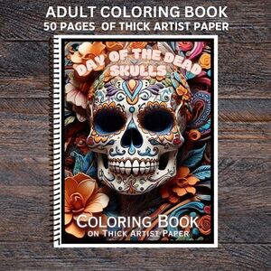 Day of the Dead Vol 1 - Spiral Bound Adult Coloring Book - Thick Artist Pape…